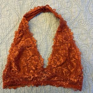 Yelete Lace Halter Bralette in Burnt Orange